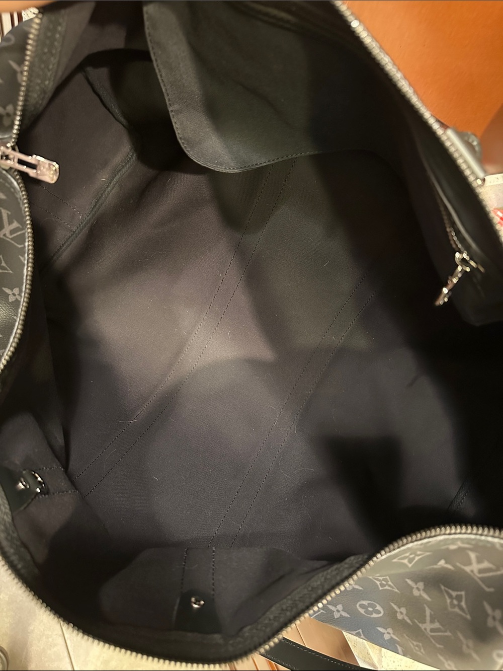 Louis Vuitton Black Monogram Black Eclipse Bandolier Keepall 55 - Picture 8 of 12